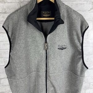 Straight Down Polartec Golf Vest‎ USA Fleece Heather Gray Logo Full Zip Size XL
